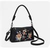 Damen Vintage Blumen Stickerei PU Leder Umhängetasche Kleine Handtasche Schultertasche Verstellbarer Riemen Lässige Tägliche Reise Damen Handtaschen