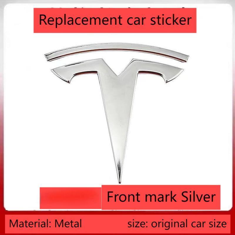 

metal For Tesla- Car Front Emblem Rear Trunk Emblem Suitable for Mode Y logo replacement rear and rear logos blackening For MODEL Y