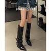 French temperament pointed head thick heel tall knight boots women wear in autumn and winter big tube circumference European and American spice girls