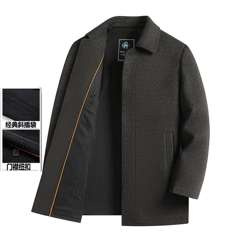 Medium and old chenille jacket men's business casual warm autumn and winter clothing thickened medium and long woolen coat