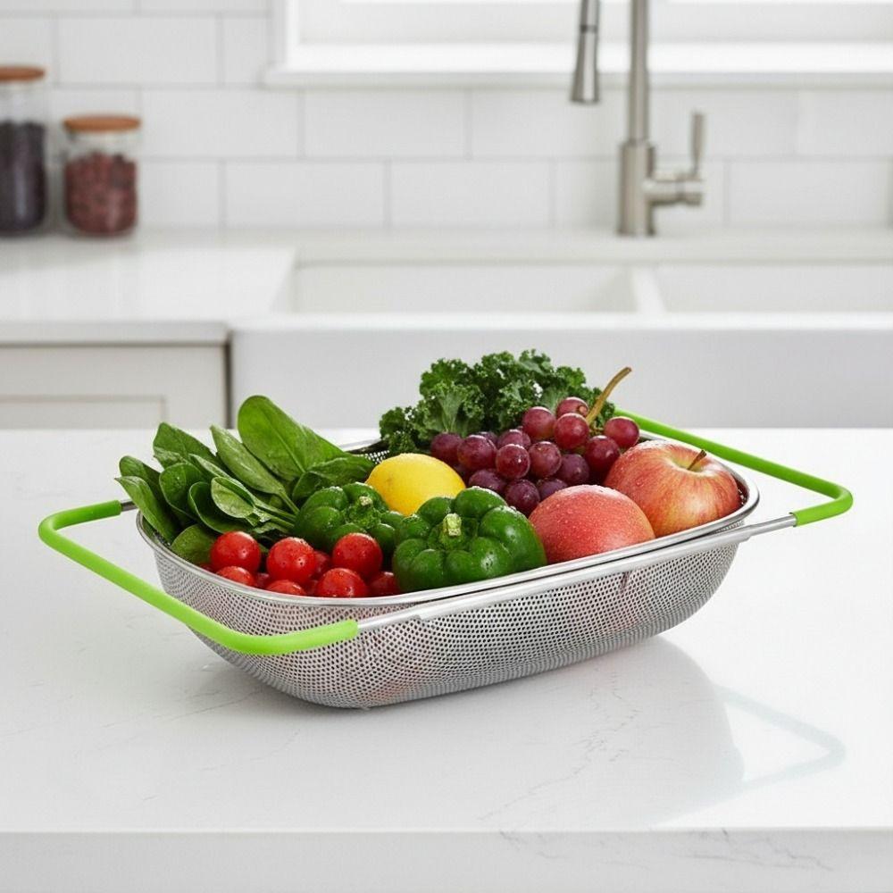 Scalable Sink Drain Basket Fine Mesh Vegetable Washing Basin Vegetables Draining Racks  Rinse Fruit