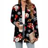 Women's Christmas Printed Lightweight Cardigan Long Sleeved Casual Loose Thin Fit With Pockets Cardigan Jacket