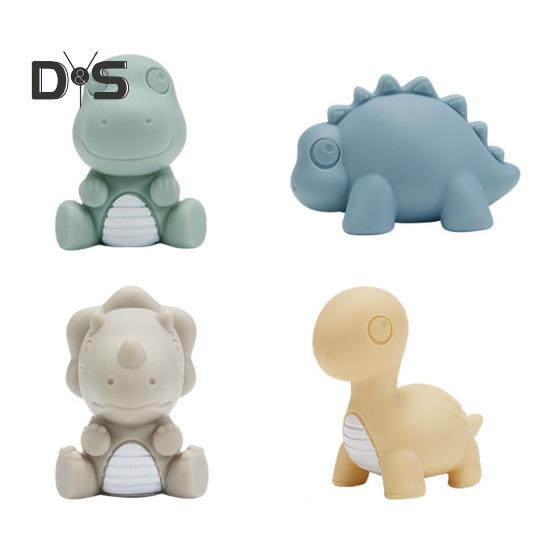 

4 шт. светодиодная игрушка для ванной в виде животных, плавающая в воде, мягкая резиновая индукционная игрушка для купания, светящаяся в виде пингвина, динозавра, веселая, светящаяся, нескользящая, легкая в захвате, для детей, забавная B