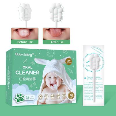42Pcs Baby Tongue Cleaner Disposable Newborn Toothbrush Infant Oral Cleaning Brush Stick Soft Safe Hygienic
