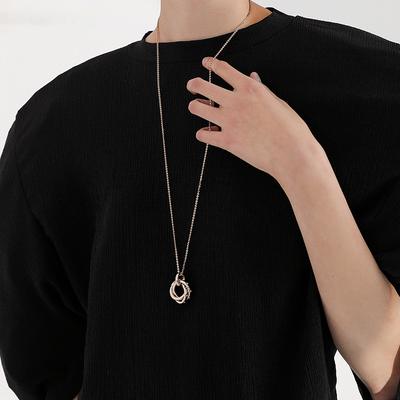 Zircon Cross Ring Necklace Fashion High Sense Design Simple Sweater Chain Light Luxury Personality Versatile Item