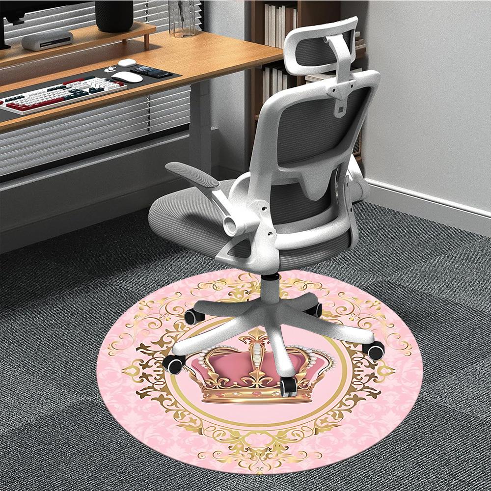 1pc Crown PrintChair Carpet for Office, Indoor Non-Slip Washable Polyester Fiber Carpet, Mat For Office, Machine Washable