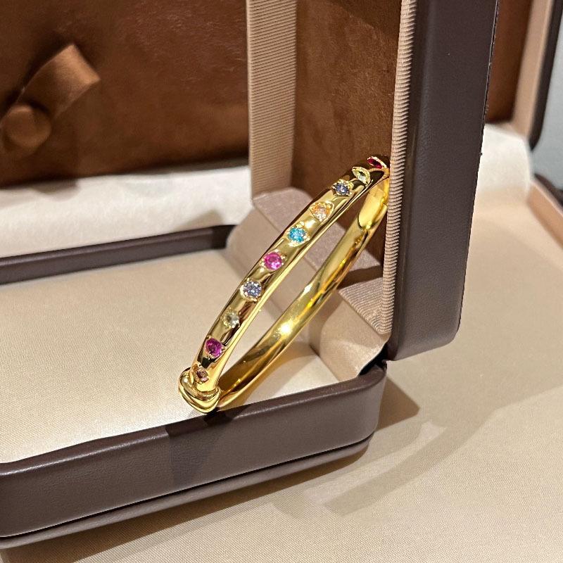 New In Gloss Inlaid Colorful Diamond Bracelets Simple And Fashion Design Charms Layered And Fine Bracelet Party Jewelry Gifts