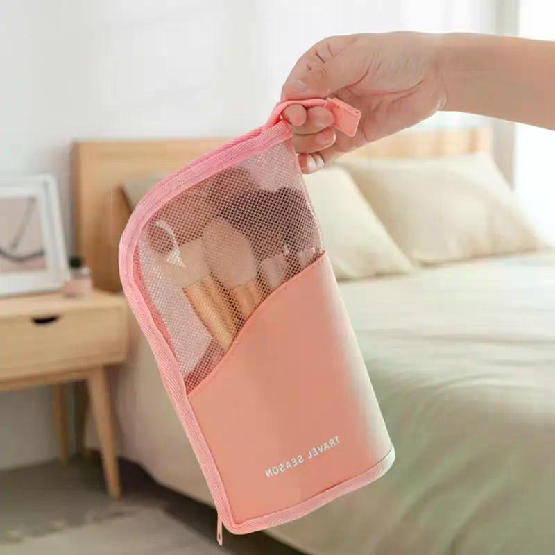 Makeup Brush Case Stand Zipper Cosmetic Bag Makeup Brush Holder Organizer Travel Waterproof Cosmetic Bag Makeup Brush Bag