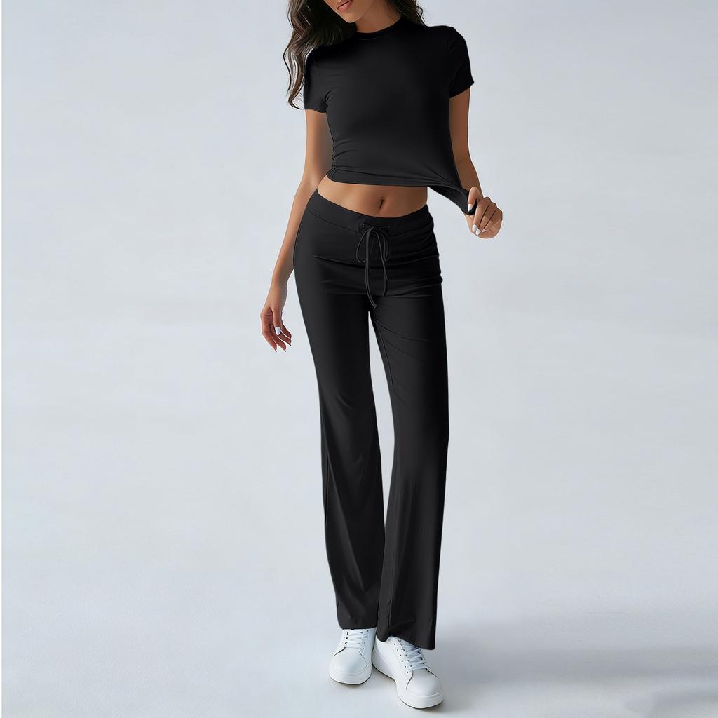 Women's Color Casual Top And Pants Fashion Two-piece Set
