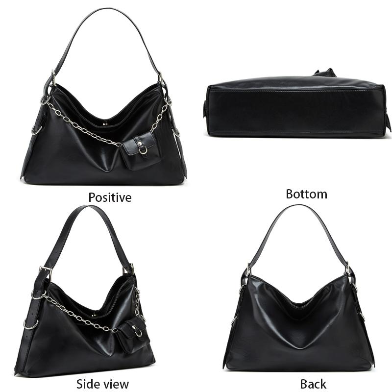 Luxuriöse Schwarze Damen-Schultertaschen Große Kapazität PU-Ketten-Umhängetasche Mit Einer Kleinen Geldbörsentasche Für Damen