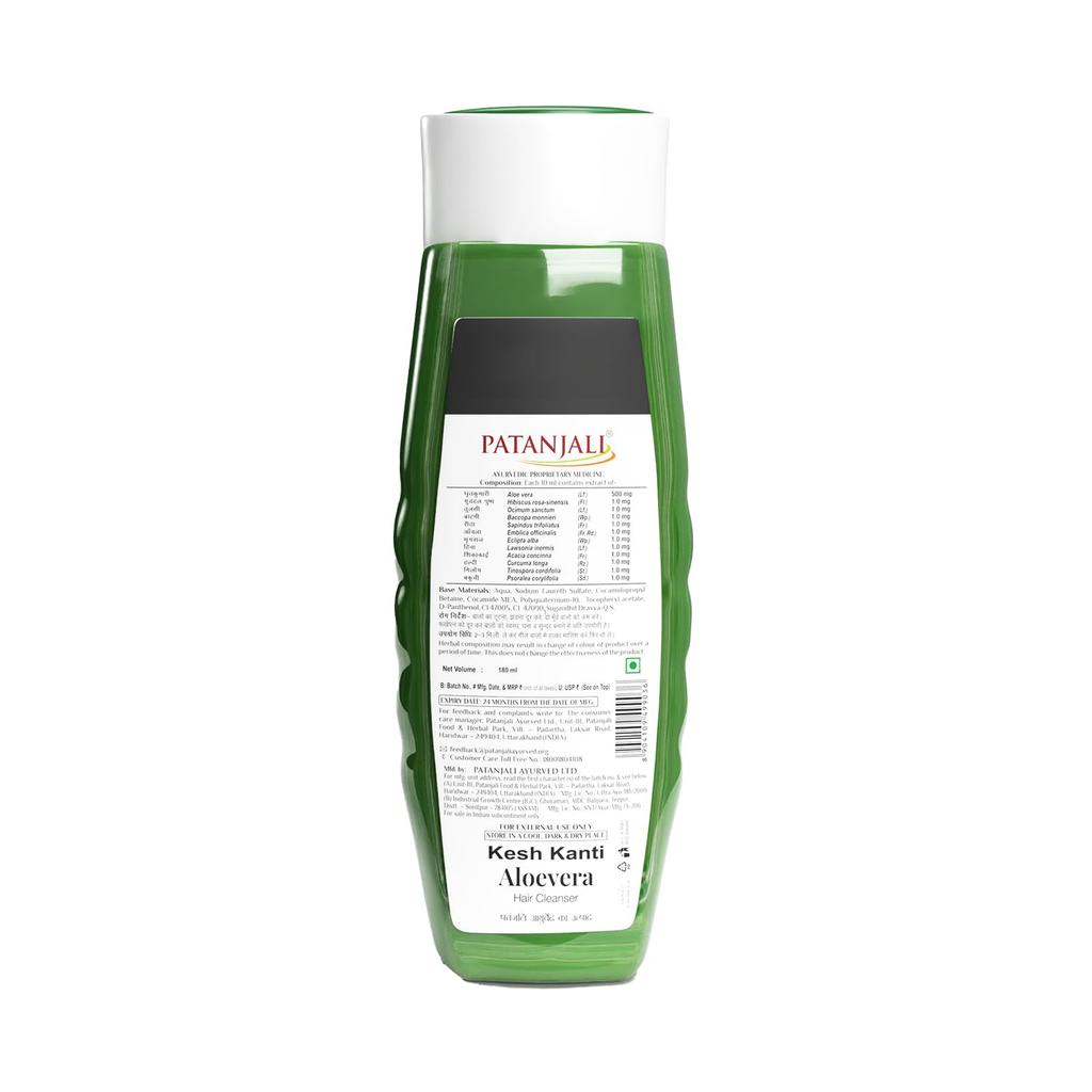 Patanjali Kesh Kanti Aloe Vera Hair Cleanser 180 Ml Herbal Nourishing Shampoo For All Hair Types Scalp Care