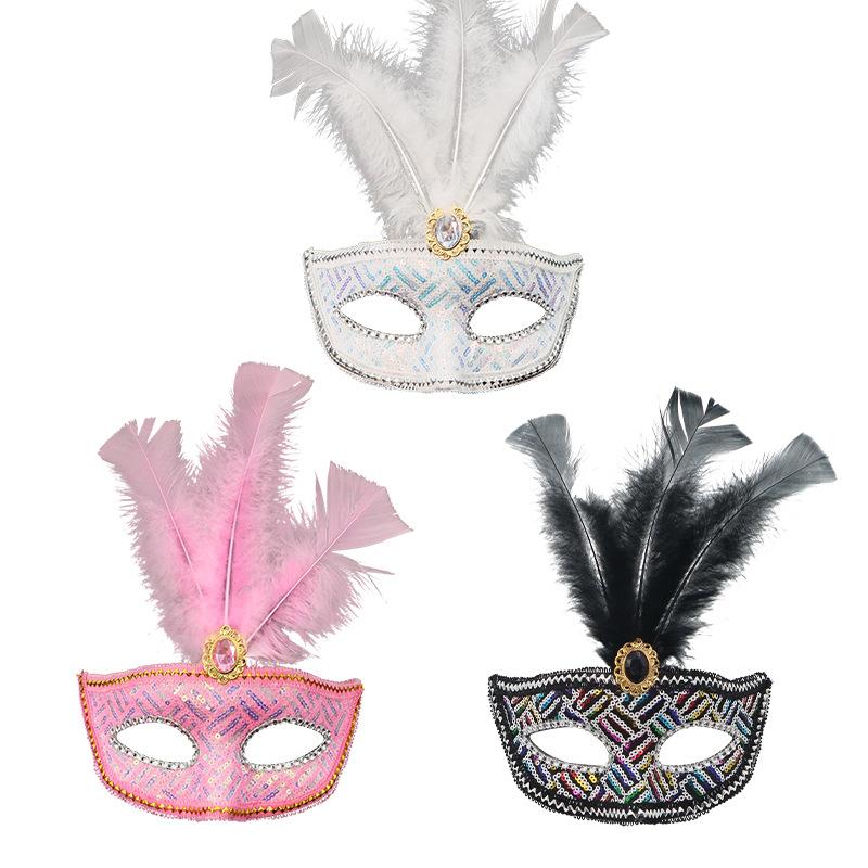 Glitter Half Face Floral Masquerade Mask Woman Venice Mask Halloween Costume Accessories For Cosplay Party