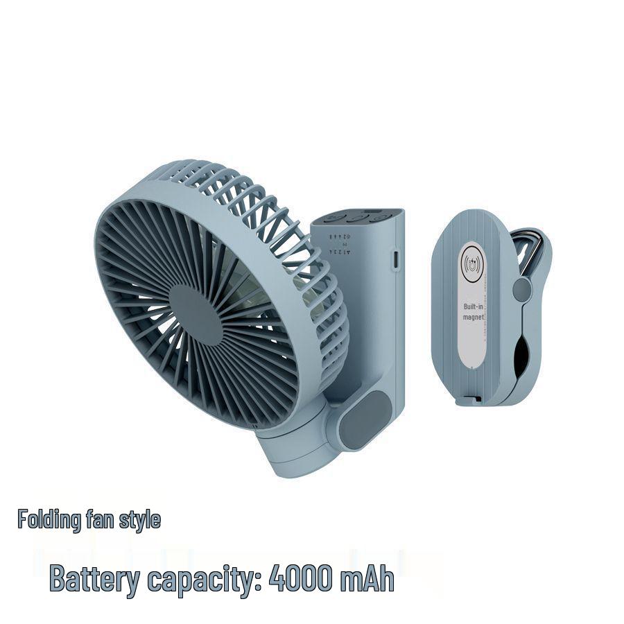 48-Hour Battery Silent Oscillating Portable Folding Fan with Magnetic Clip
