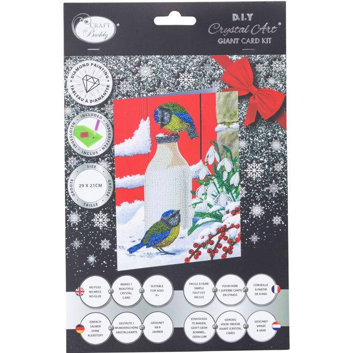 Kit carte broderie diamant 21x29cm Oiseaux sur la neige