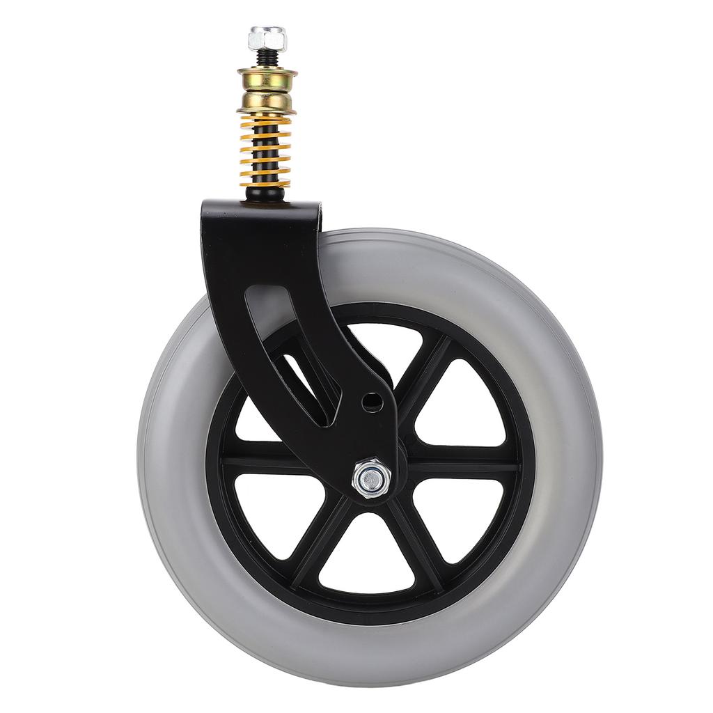Wheelchair Caster Assembly Front Universal PU Hub Solid Spring Shock Absorber Wheel 10 X 2in