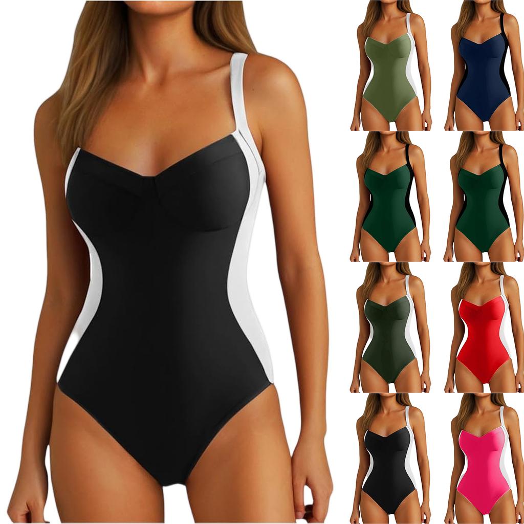 Women's Color-blocked Backless One-piece Swimsuit