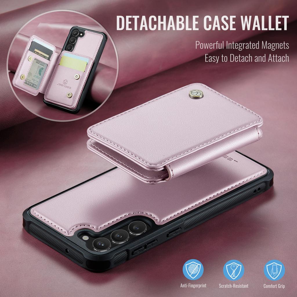 JEEHOOD J05 For Samsung Galaxy S23 Case Leather Mobile Cover with Detachable Magnetic Card Bag