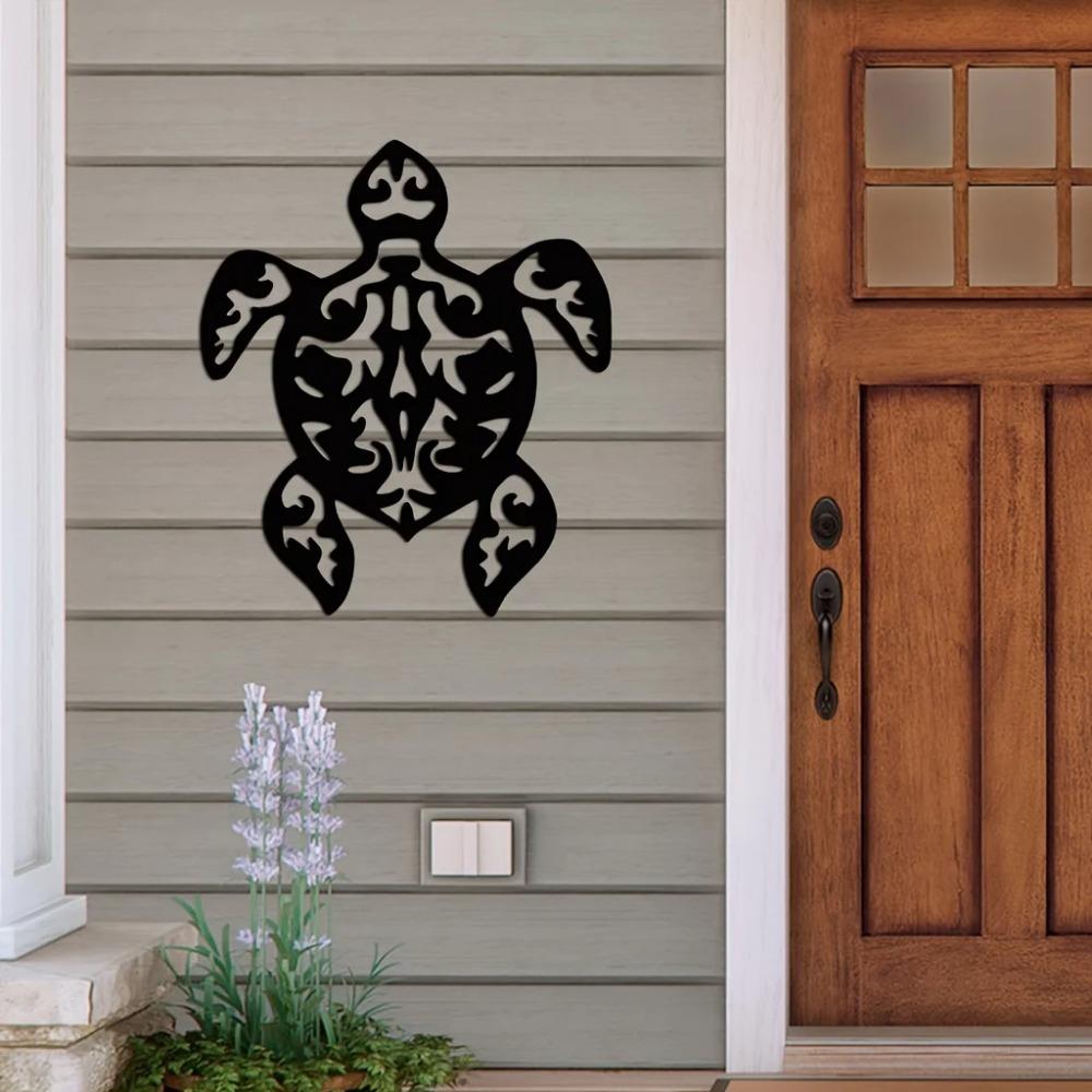 1 buc Decor de Perete Metalic Broască Țestoasă de Mare Adăugare Modernă și Fermecătoare pentru Dormitor și Cameră Autocolant Mural Uimitor cu Agățătoare de Perete Metalică