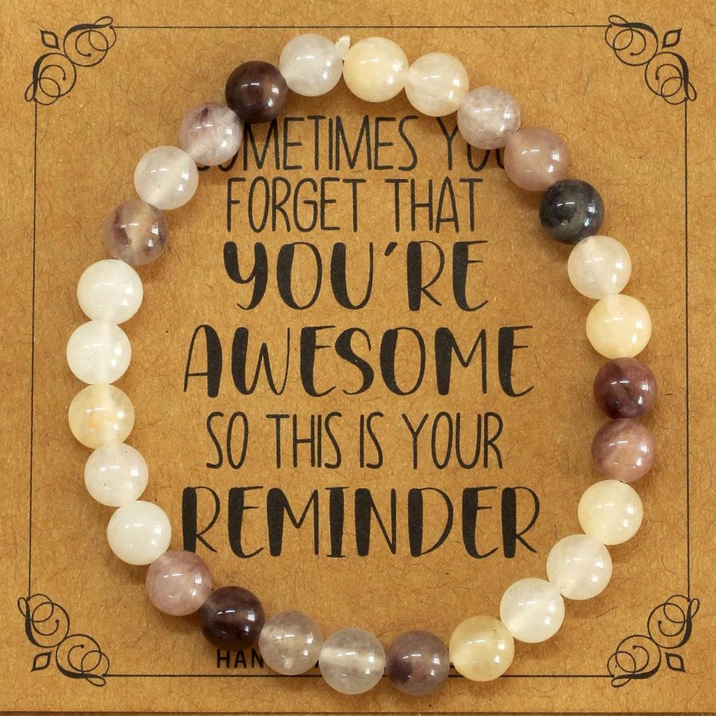 European 6mm Natural Agate Crystal Beaded Bracelet - Handmade Elastic Cord Jewelry for Women