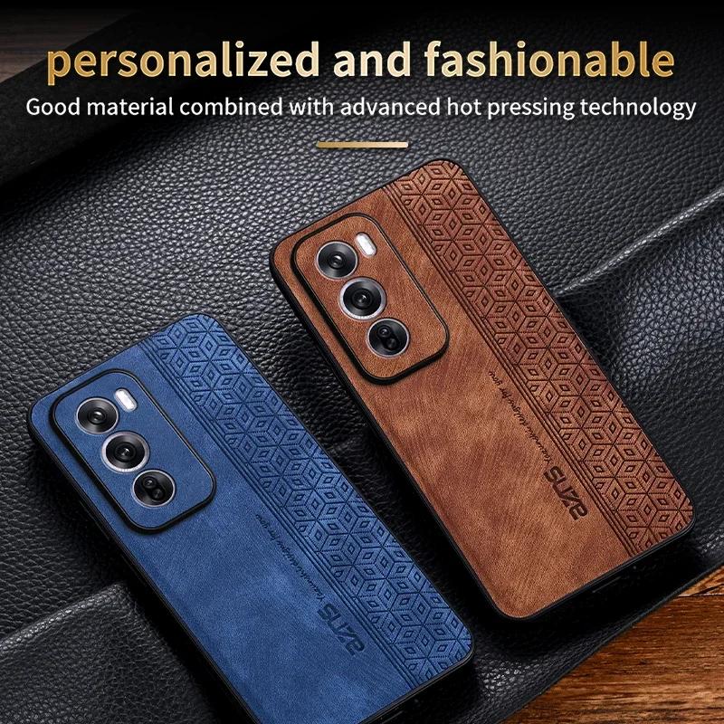 Custodia di lusso in pelle goffrata 3D per Oppo Reno 10 11 12 Pro 10 ProPlus Sensazione pelle Bordo morbido Bumper robusto Cover posteriore Funda