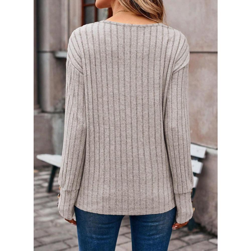 Women's Sweater Fall/Winter Casual Sweatshirt Women's Solid Color Top Long-Sleeve Crew Neck Patchwork Pullover Top T-Shirt