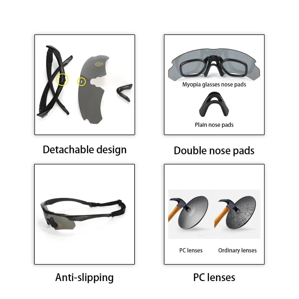 1Pair of Polarized Tactical CS Shooting Goggles UV Block Windproof Sandproof Outdoor Sports Hiking Eyewear with Storage Case Set