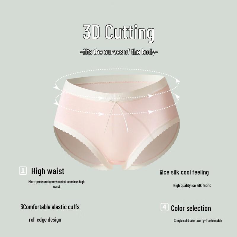 Odifen Women's Seamless Antibacterial Mid-Waist Briefs