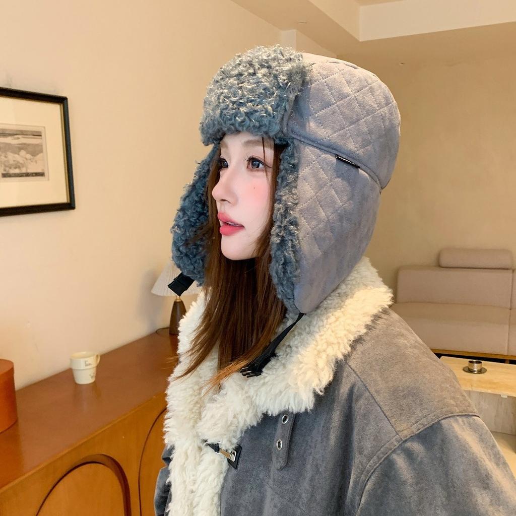 Women S Lamb Fur Earmuff Trapper Hat Warm Winter Casual Hat