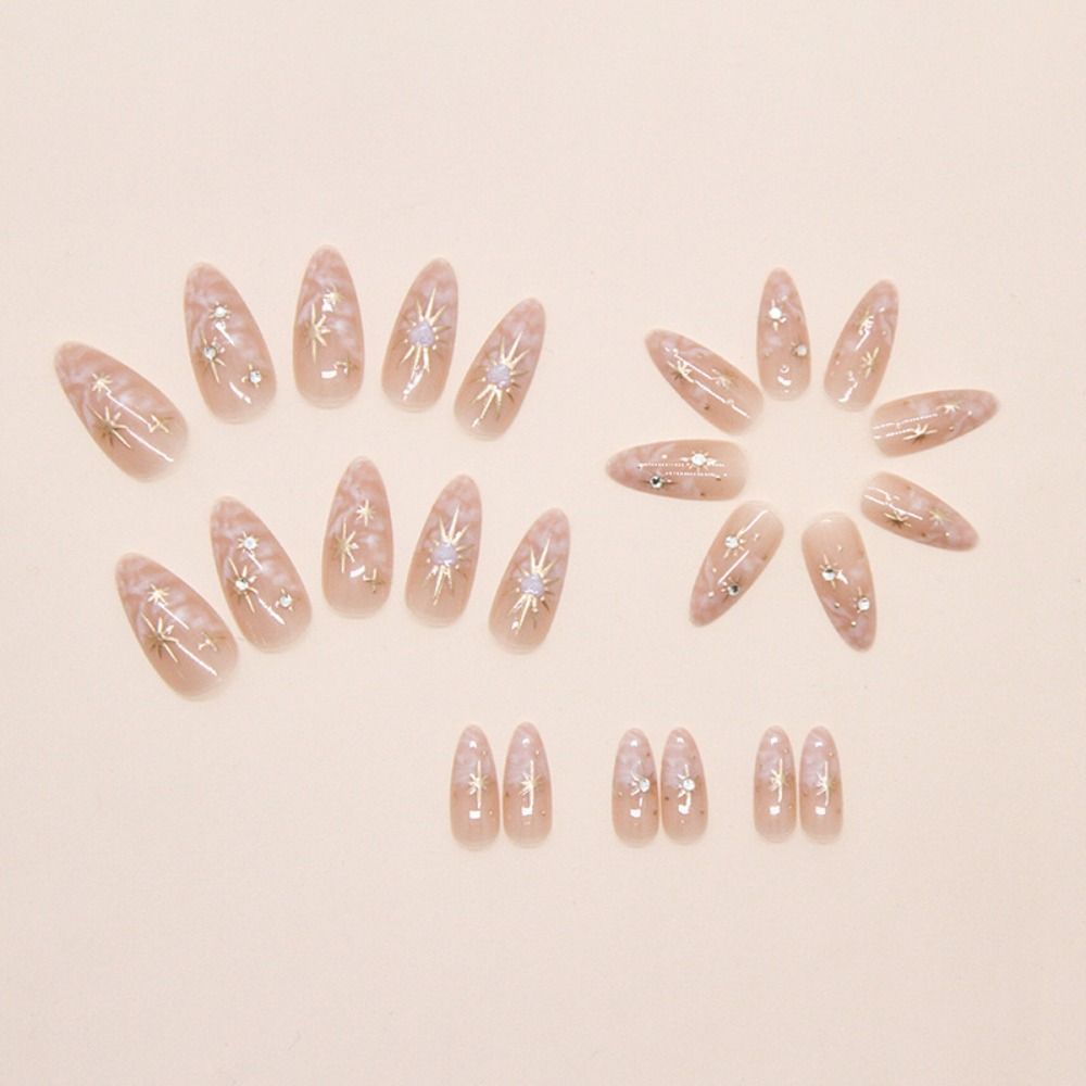 24pcs Long Almond Fake Nails French Nail Tips Manicure Press On Nails  DIY