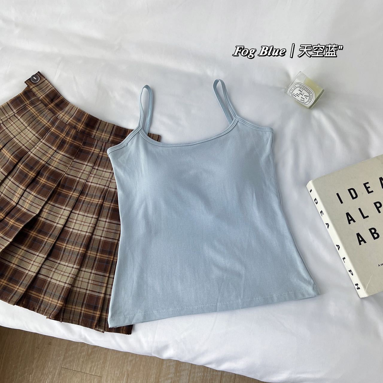 

Женская майка с встроенным бюстгальтером, сексуальная, мягкая, уютная, с регулируемыми плечевыми лямками, жилет, майки XXXL небесно-голубой