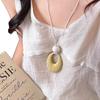 Colorful~ Dopamine Oval Pendant Necklace Light Luxury Premium Long Sweater Chain Niche Neck Accessories