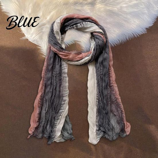 Unisex Fashion Shawl Neck Wrap Pleated Warm Gradient Design Scarf Two-Color Bow Tie Cold Weather