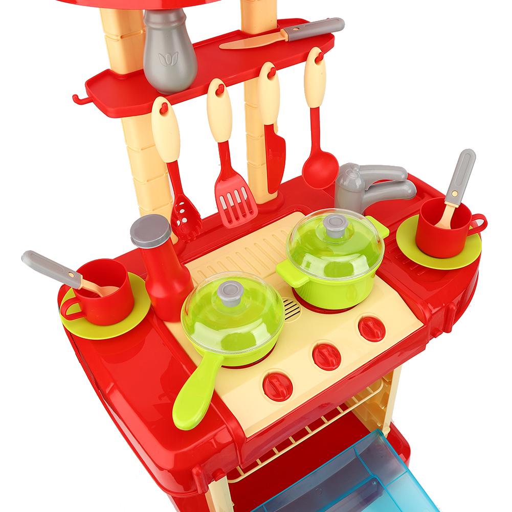 Simulation Kitchen Toy Set Children Cooking Tableware Toys with Light Sound Effect
