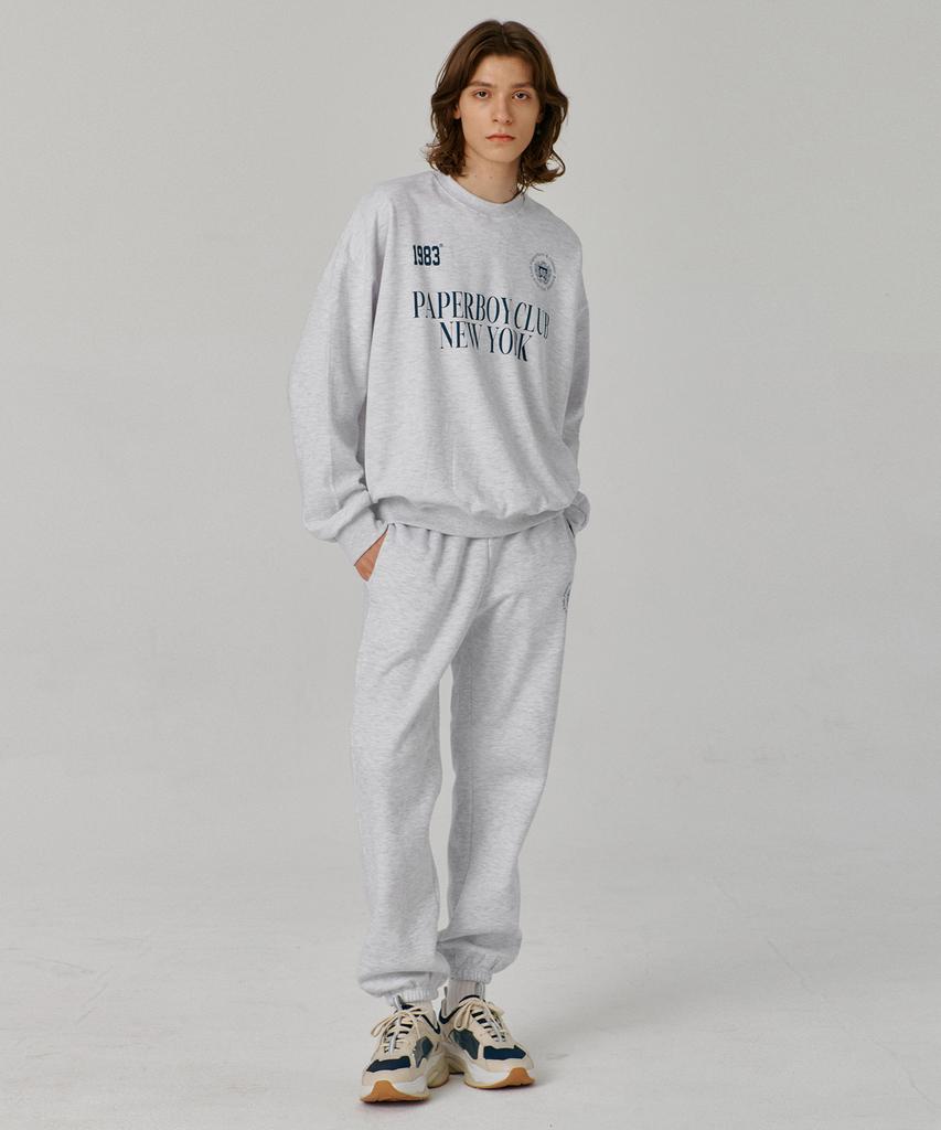 PAPERBOY [Set] Sports Club Sweat Set-Up - White Melange
