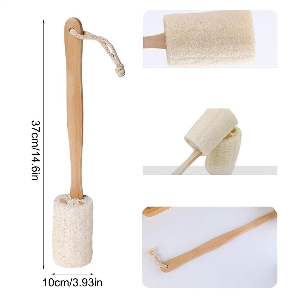 Natural Exfoliating Loofah Bath Brush Loofah Sponge Body Scrubber With Long Wooden Handle Back Brush Skin Care Unisex Home Clean