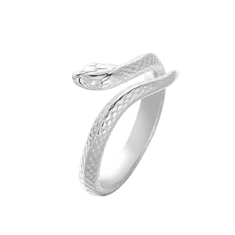 Exquisiter grünäugiger Geisterschlangenring für Damen - Nischen-Design, Leichter Luxus, Verstellbarer offener Schwanz white