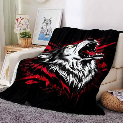 1pc Wolf Howl Throw Blanket Soft Flannel, Cozy All Season Polyester Perfect for Home, Office