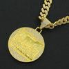 Diamond-encrusted Big Round Brand Cuban Chain Pendant, Necklace Hipster Punk Exaggerated Domineering Cool Accessories Pendant
