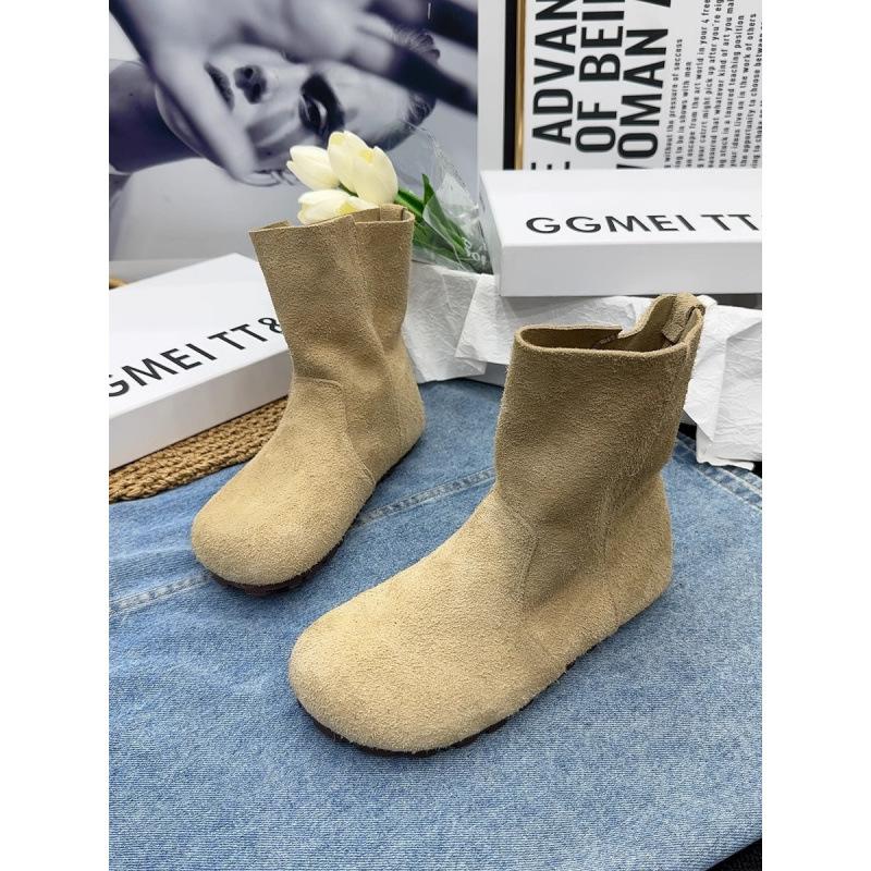Two-wear leather snow boots women's winter new retro lamb wool short boots velvet cotton shoes