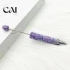 Crystal Diamond Gel Pen Beadable Pens, Bling Rhinestone Beaded DIY Bead Pen, Shaft Decorative Craft Black Ink Ballpoint Pens for Decorations