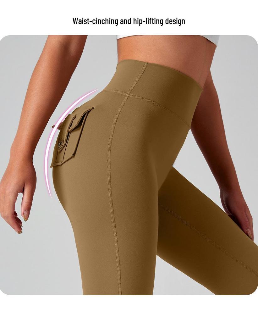 Women's Multi-Pocket Motorcycle Style Yoga Pants - Sportswear Elastic Tights for Running & Training