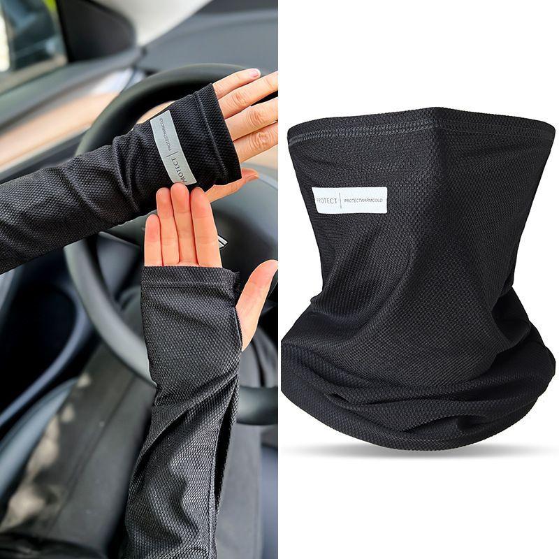 Men Women Summer Outdoor Cycling Ice Silk Scarf, UV Protective Sunscreen Face Cover with Ear Band, Neck Wrap Mask