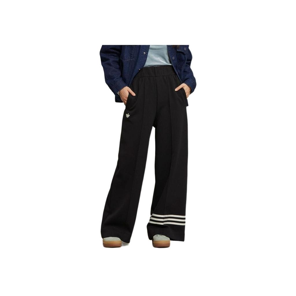 Adidas Pantaloni lați cu talie elastică Originals Trefoil Pantaloni femei negru IB7307