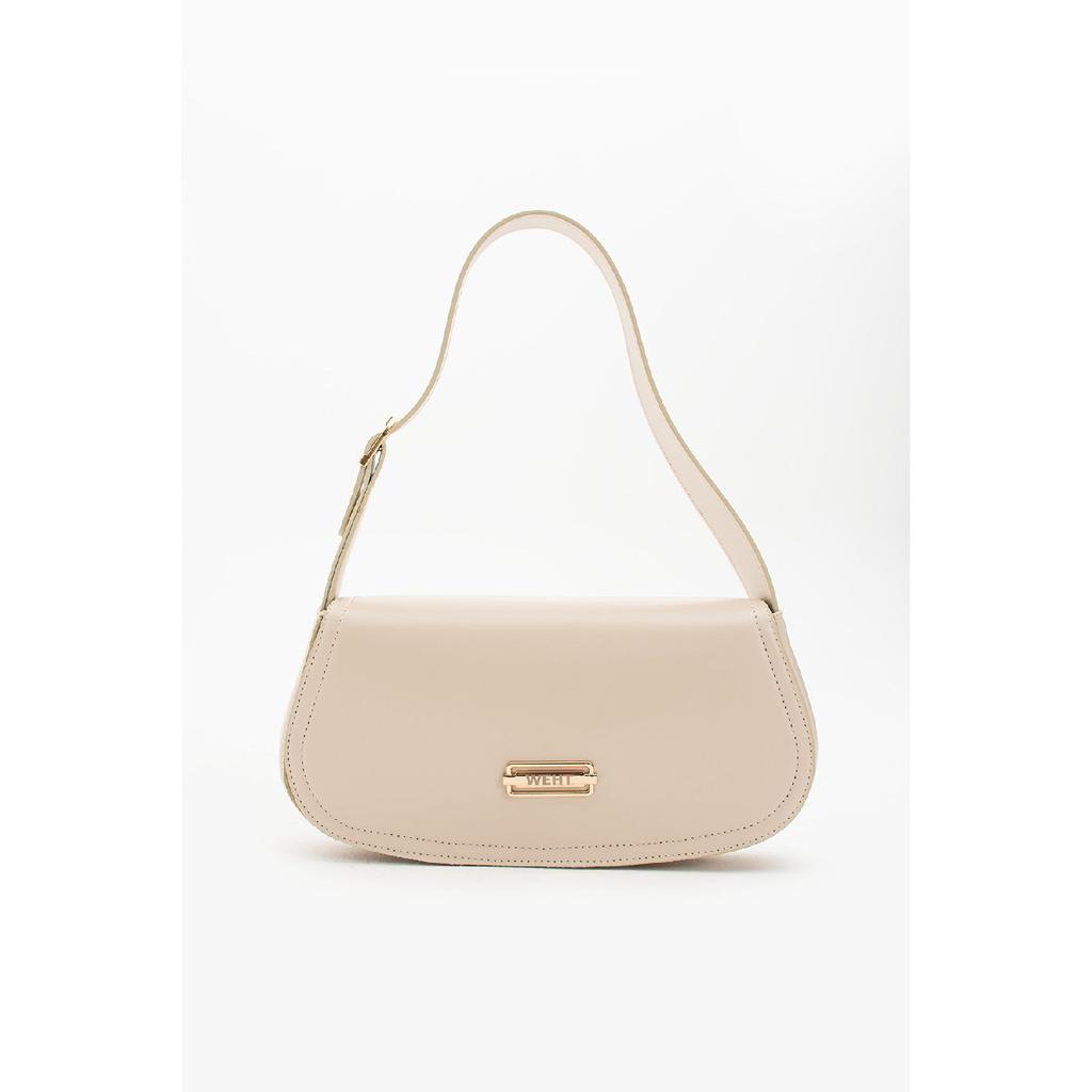 Women's Baguette Lined Snap Closure Handbag And Shoulder Bag