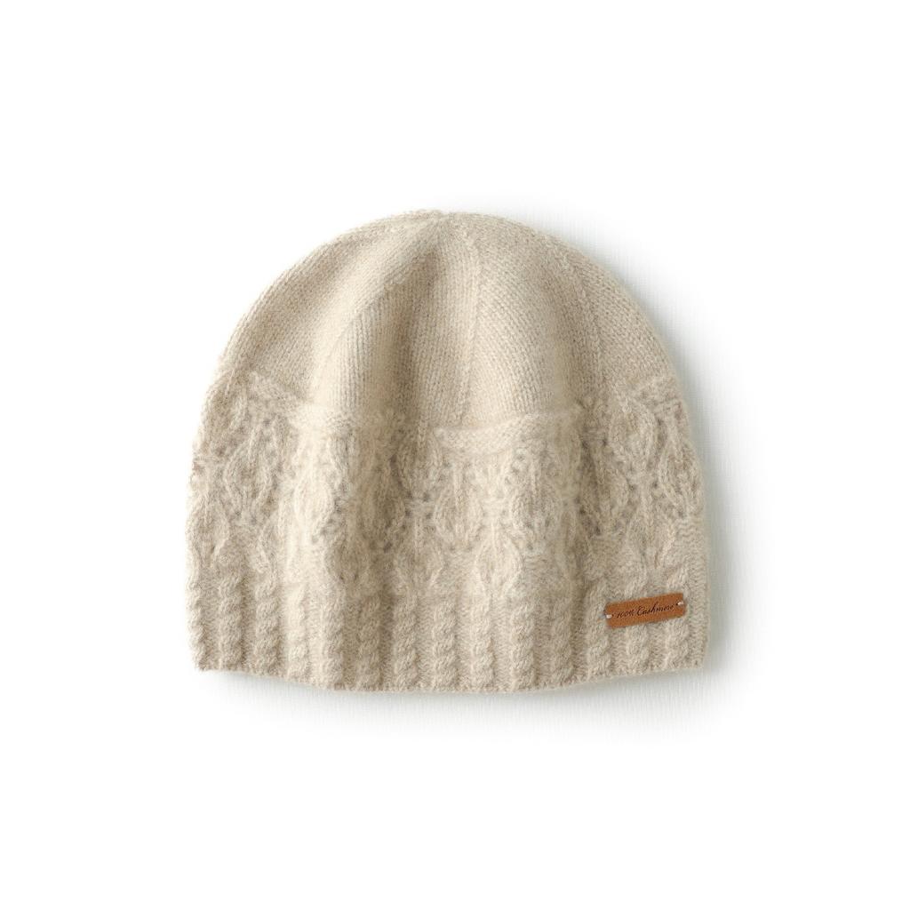Thickened% Pure Cashmere Knitted Hat Children's Solid Color Twisted Baotou Hat Warm Ear Protector Wool Hat Versatile Hat