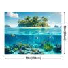 2D Printed Split Ocean View Backdrop, Tropical Island with Underwater Coral Reef Photography Background