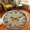 Vintage Clock Design Floor Mat Rugs Carpets Home Decoration Non Slip Washable Roman Numeral Round Carpets for Living Room