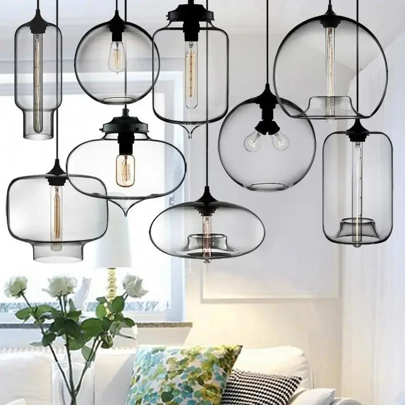 Modern Art Deco Hanging Colorful Glass Pendant Lamp For Restaurant Living Room Kitchen Bar Cafe Hanging Ceiling Light Fixture