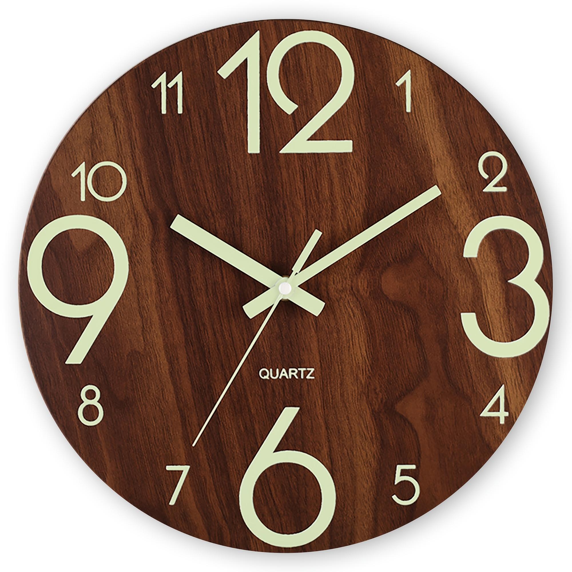 

1шт светящиеся деревянные настенные часы деревянные доски бесшумные часы светящиеся флуоресцентные часы