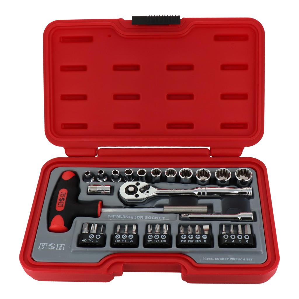 Sankyo Corporation Socket Wrench Set Drive 32 Pieces 1 Set H&H H-2032 Size 6.35mm